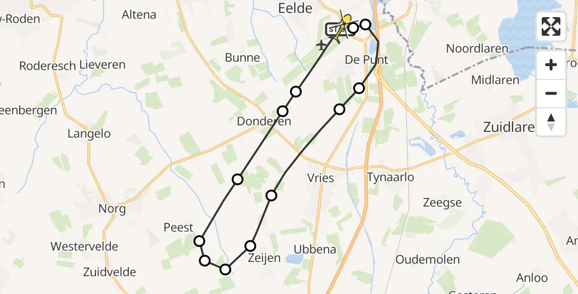 Routekaart van de vlucht: Lifeliner 4 naar Groningen Airport Eelde, Luchtenburgerweg