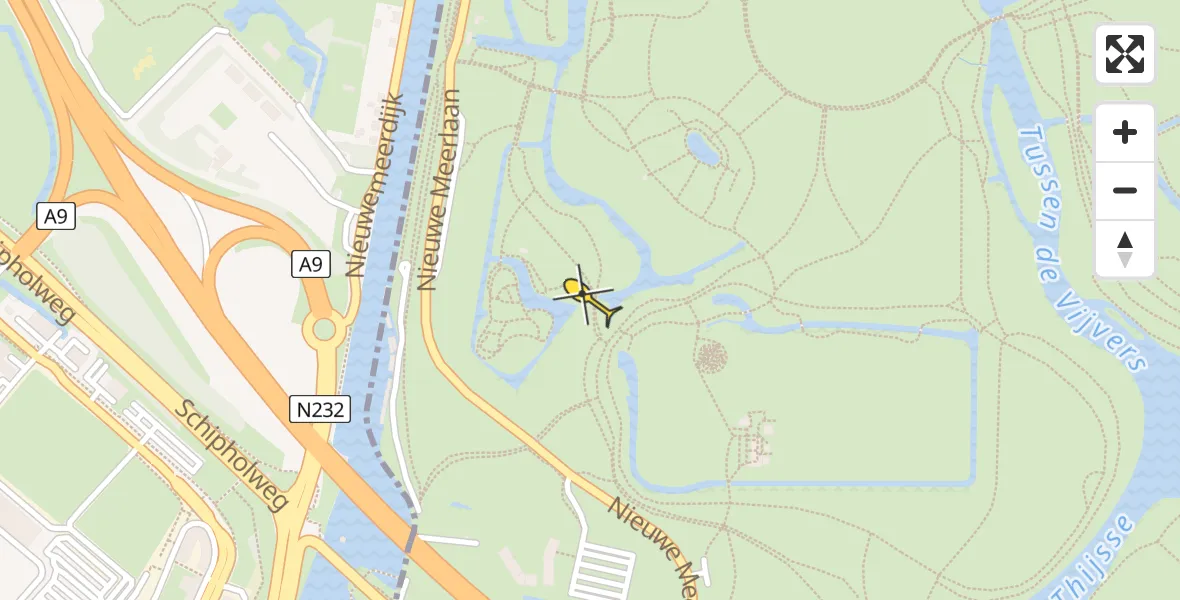 Routekaart van de vlucht: Politiehelikopter naar Amstelveen