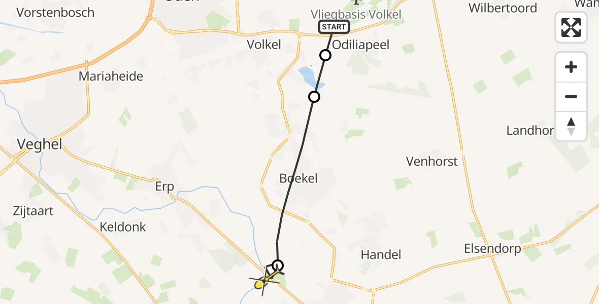 Routekaart van de vlucht: Lifeliner 3 naar Gemert, Vogelstraat