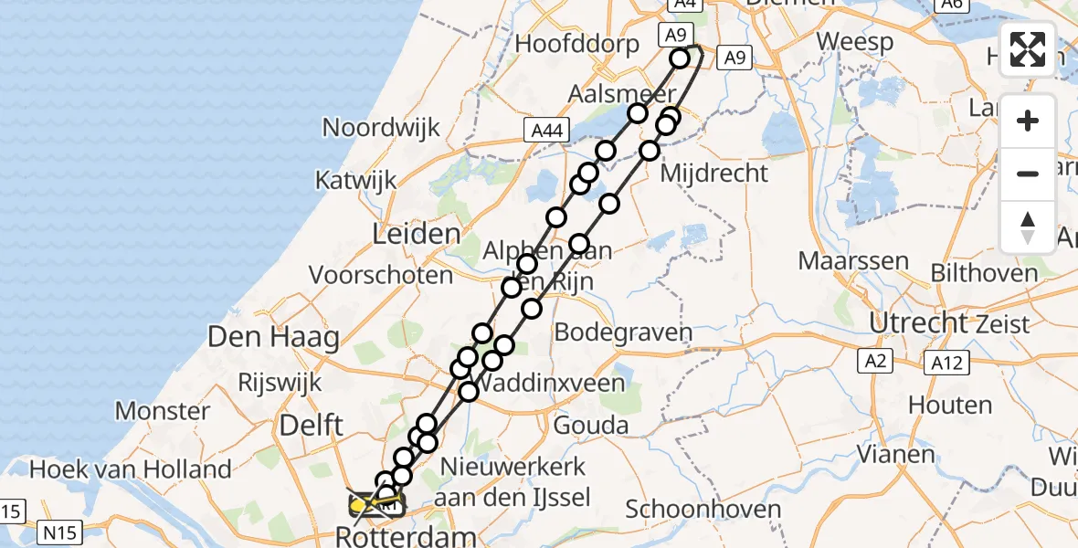 Routekaart van de vlucht: Lifeliner 2 naar Rotterdam The Hague Airport, Wimbledonpark