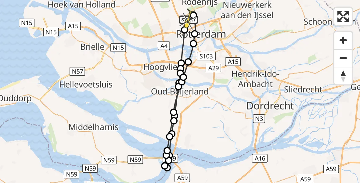 Routekaart van de vlucht: Lifeliner 2 naar Rotterdam The Hague Airport, Rosarium