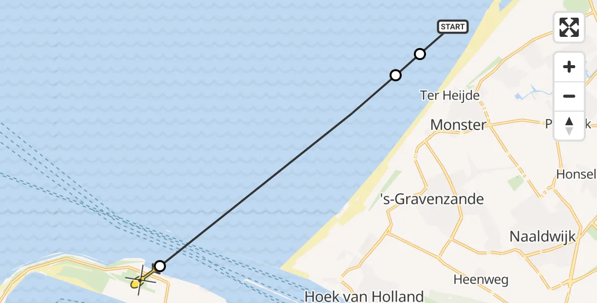 Routekaart van de vlucht: Politieheli naar Maasvlakte, Maasvlakteweg