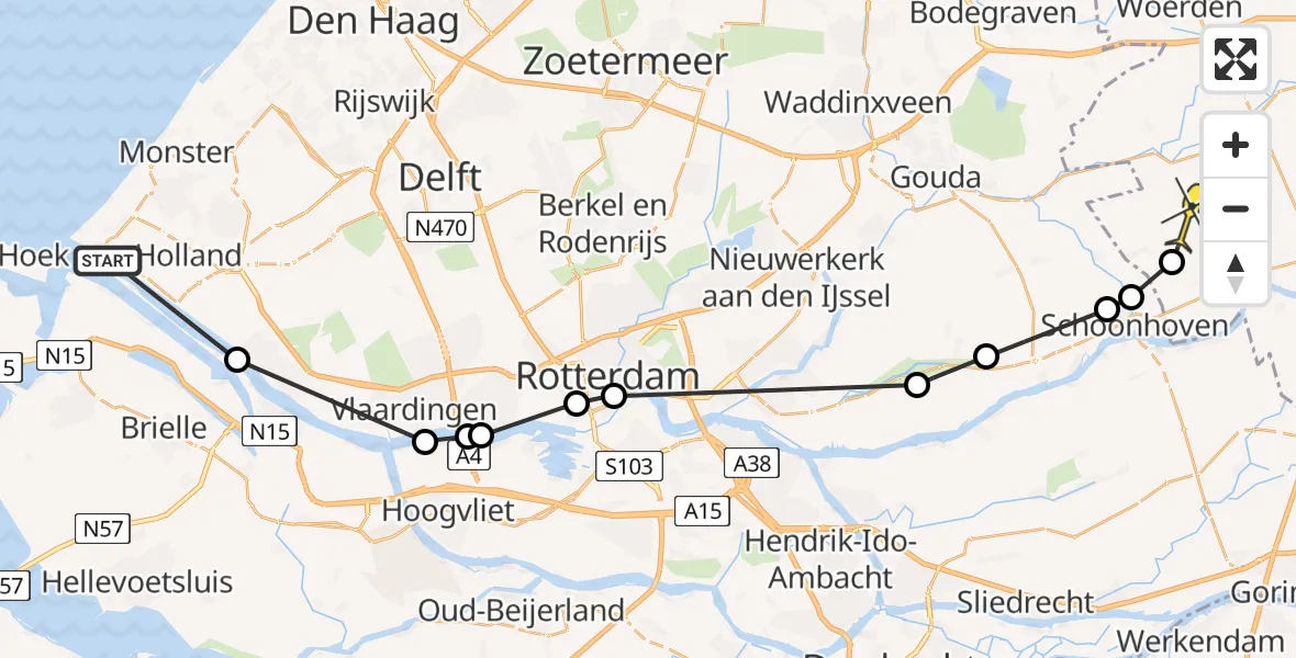 Routekaart van de vlucht: Politieheli naar Polsbroek, Koning Willem Alexander Boulevard