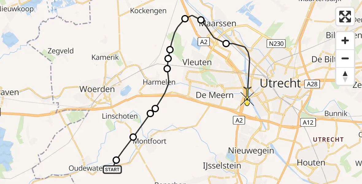 Routekaart van de vlucht: Politieheli naar Utrecht, Engherkade