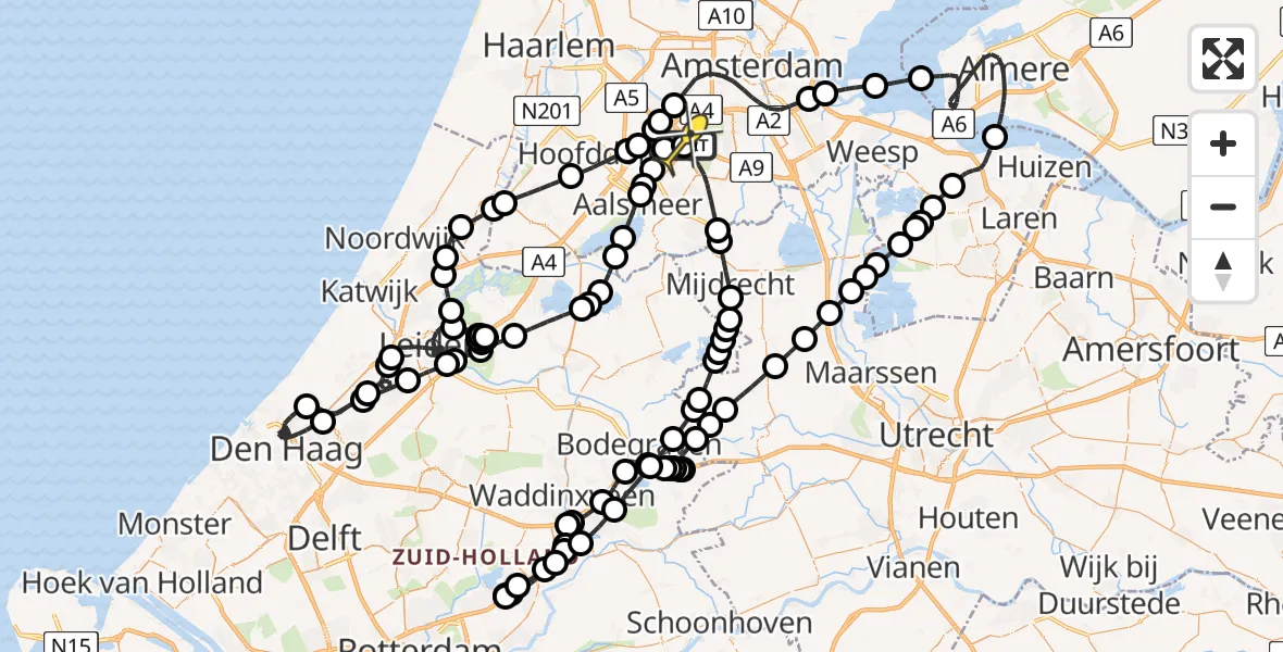 Routekaart van de vlucht: Politieheli naar Schiphol, Loevesteinse Randweg