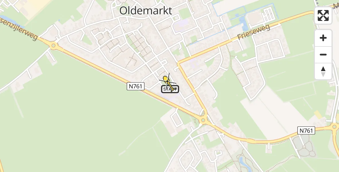 Routekaart van de vlucht: Lifeliner 4 naar Oldemarkt, Burgemeester Kuiperslaan