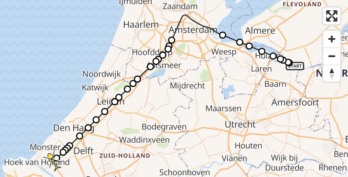 Routekaart van de vlucht: Lifeliner 1 naar Naaldwijk, Eemmeerdijk