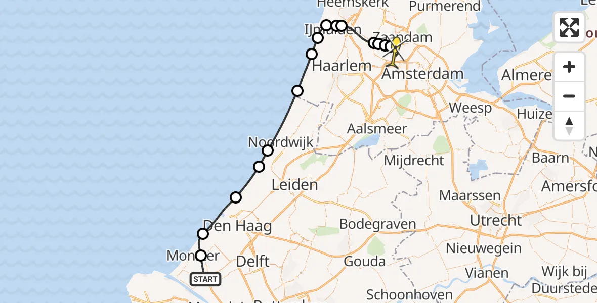 Routekaart van de vlucht: Lifeliner 1 naar Amsterdam Heliport, Simon van Slingerlandtstraat