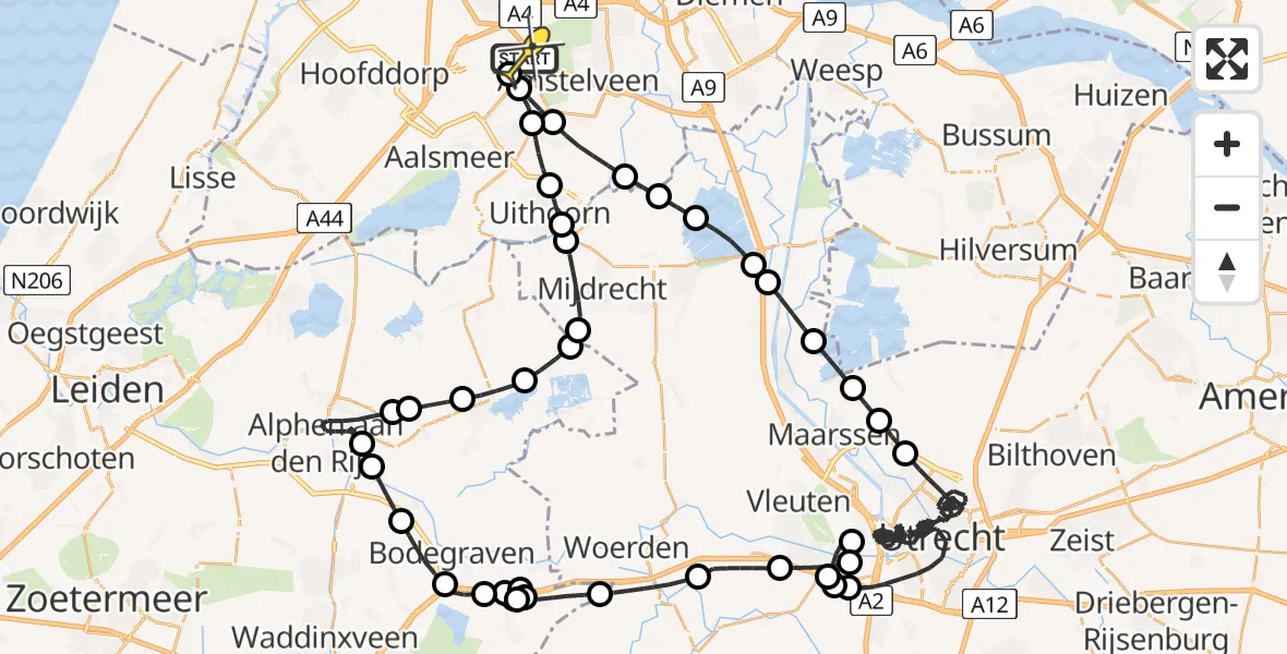 Routekaart van de vlucht: Politieheli naar Schiphol, Westerkimweg