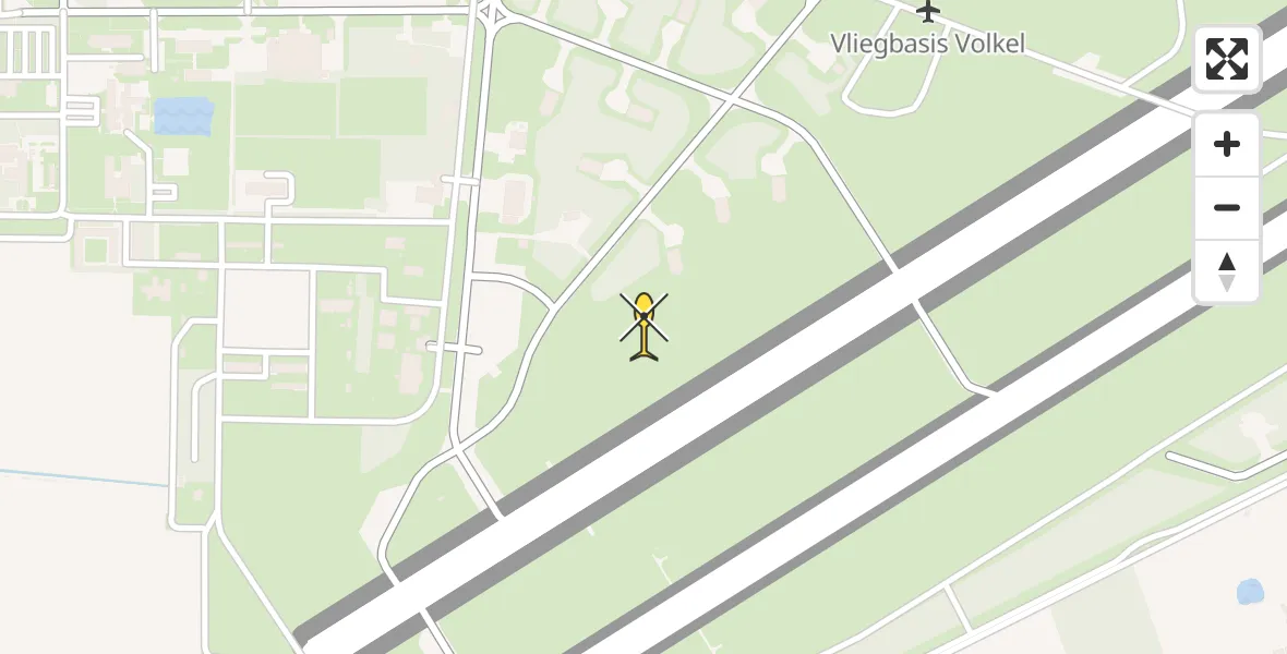 Routekaart van de vlucht: Politieheli naar Vliegbasis Volkel