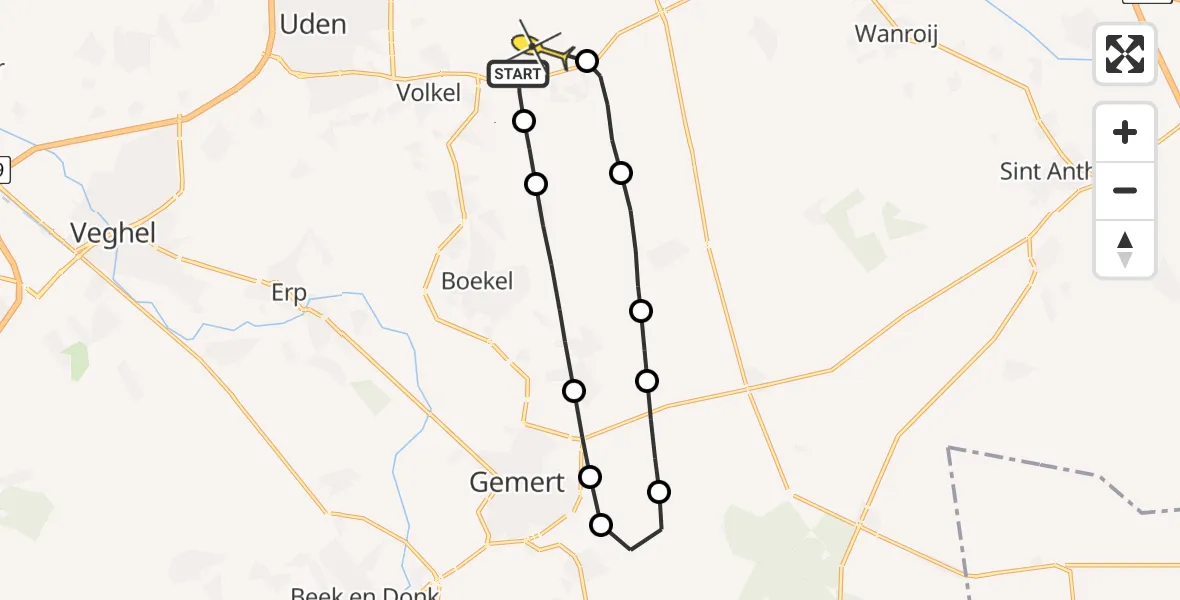 Routekaart van de vlucht: Lifeliner 3 naar Vliegbasis Volkel, Oosterheidestraat