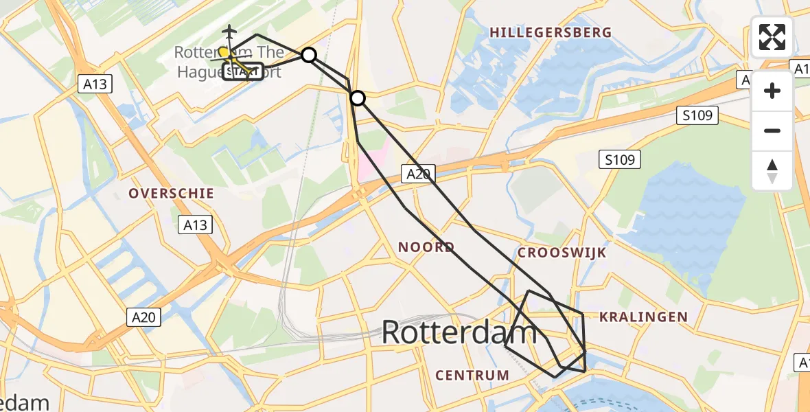 Routekaart van de vlucht: Lifeliner 2 naar Rotterdam The Hague Airport, Gilze-Rijenstraat