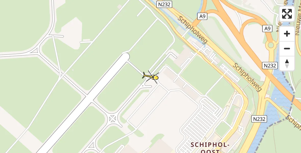 Vluchtroute Politiehelikopter van Schiphol naar Schiphol