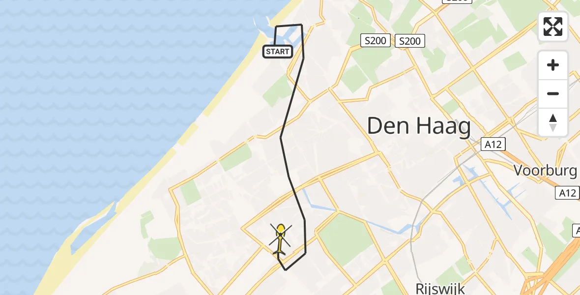 Routekaart van de vlucht: Lifeliner 2 naar Den Haag, Treilerweg