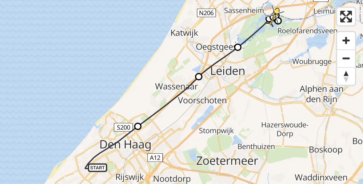 Routekaart van de vlucht: Lifeliner 2 naar Buitenkaag, Charlotte Jacobslaan