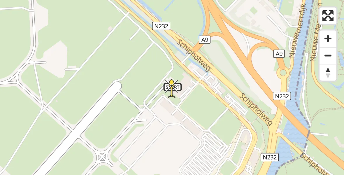 Routekaart van de vlucht: Politiehelikopter naar Schiphol, Walaardt Sacréstraat