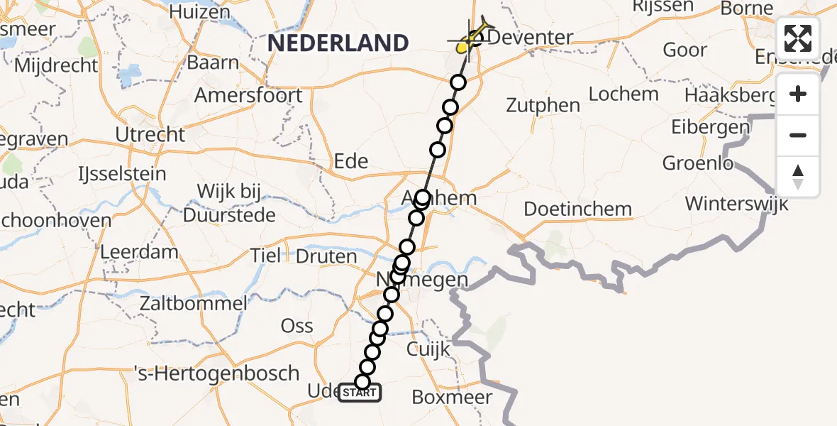 Routekaart van de vlucht: Lifeliner 3 naar Beemte Broekland, Houtvennen