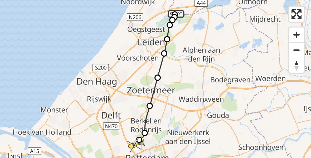 Routekaart van de vlucht: Lifeliner 2 naar Rotterdam The Hague Airport, Kever