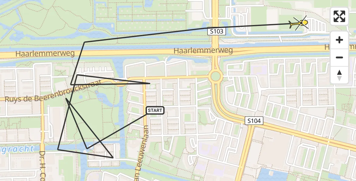 Routekaart van de vlucht: Politieheli naar Amsterdam, Nellie Bodenheimstraat