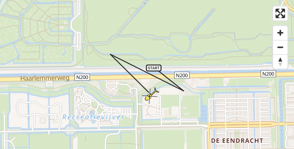 Routekaart van de vlucht: Politieheli naar Amsterdam, Tom Schreursweg
