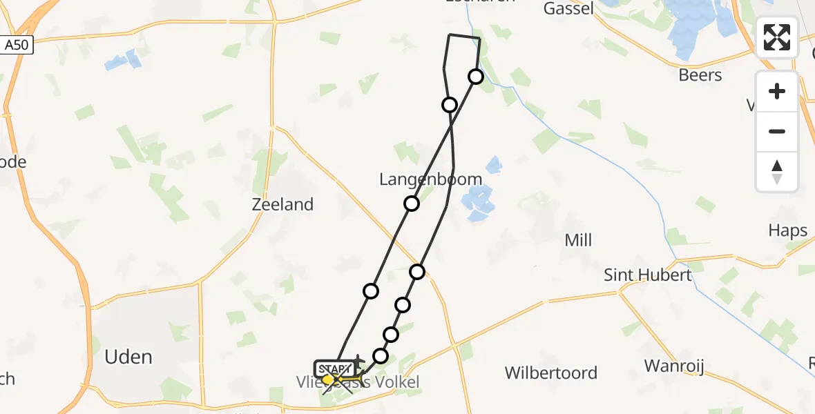 Routekaart van de vlucht: Lifeliner 3 naar Vliegbasis Volkel, Houtvennen
