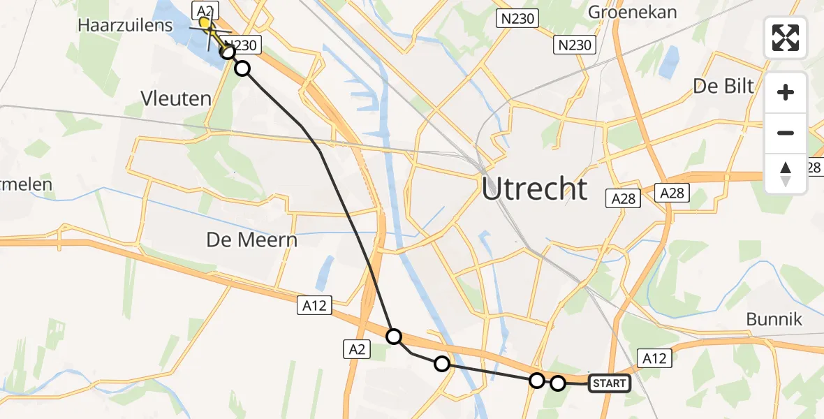 Routekaart van de vlucht: Politiehelikopter naar Utrecht, Strandboulevard