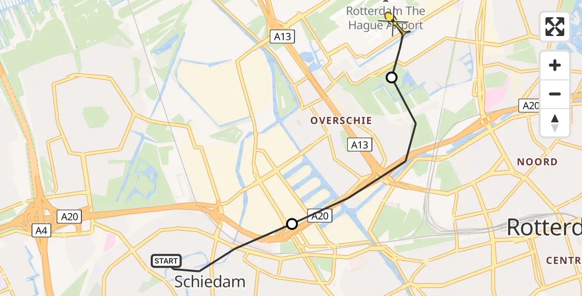 Routekaart van de vlucht: Lifeliner 2 naar Rotterdam The Hague Airport, Horvathweg