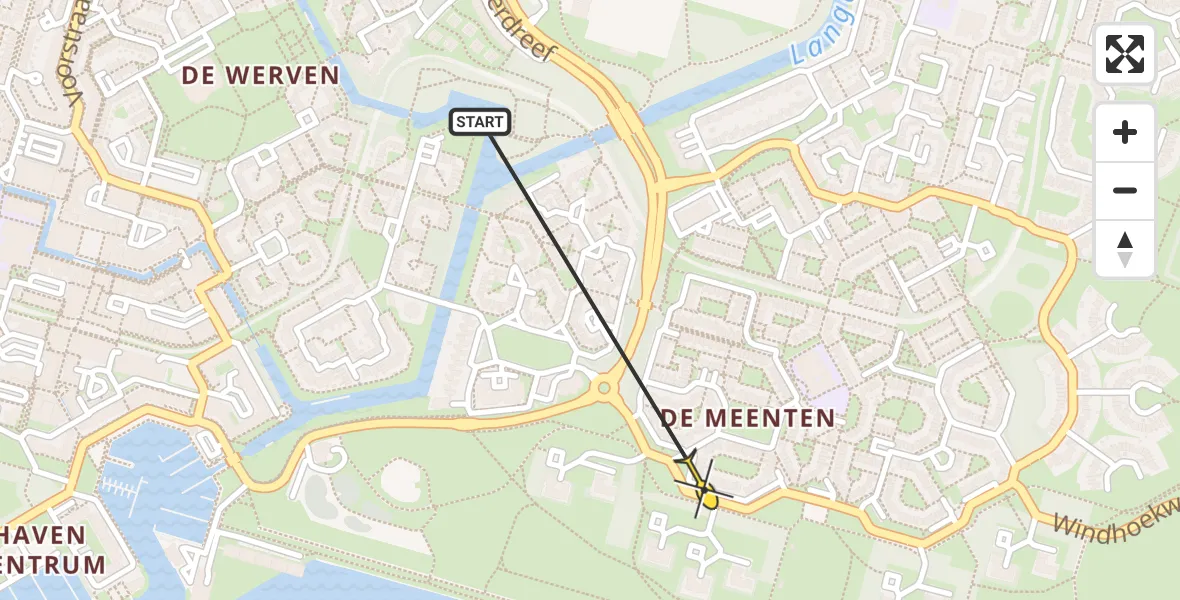 Routekaart van de vlucht: Politiehelikopter naar Almere, Rietmeent