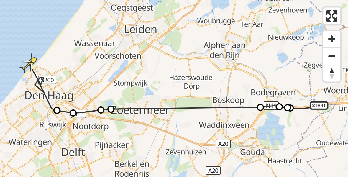 Routekaart van de vlucht: Politieheli naar Den Haag, Verlengde Tuurluur