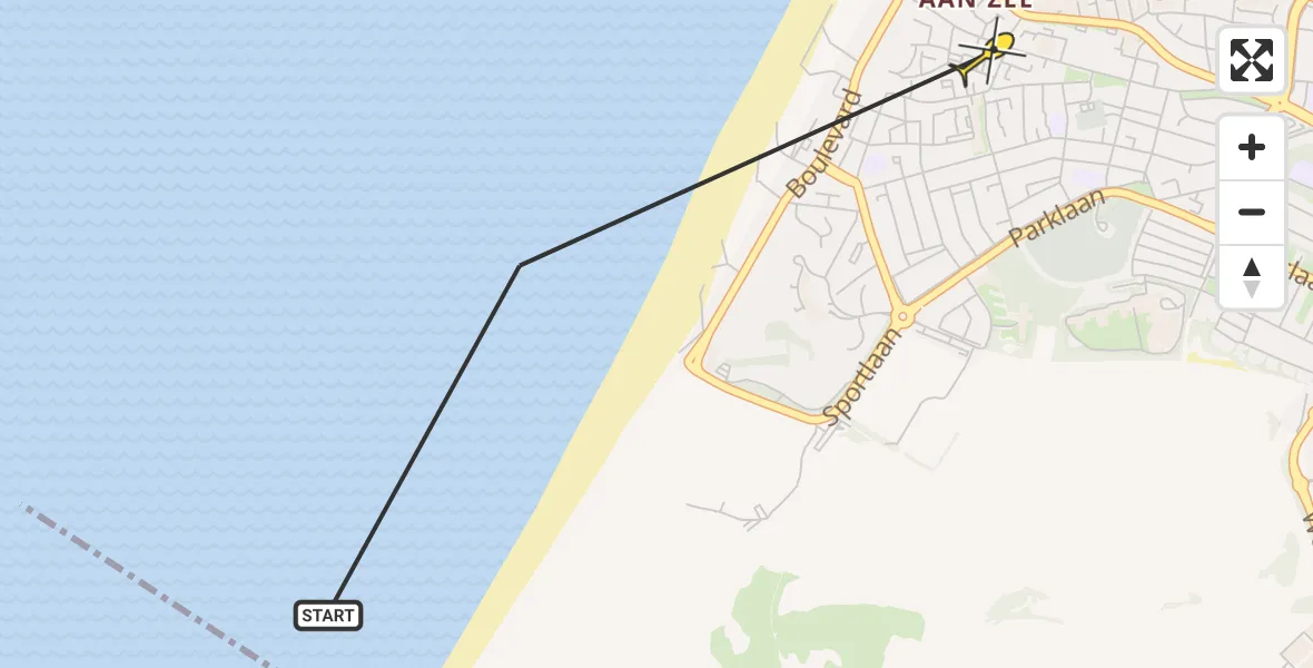 Routekaart van de vlucht: Politiehelikopter naar Katwijk, Boulevard Zeezijde