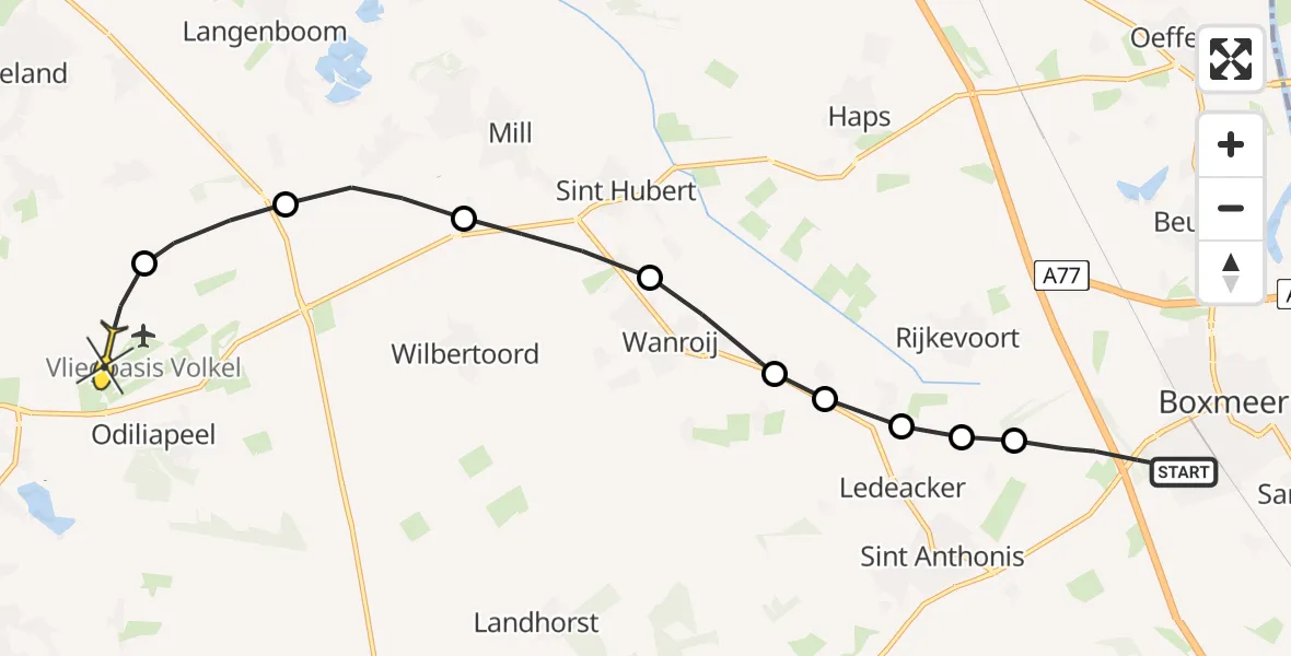 Routekaart van de vlucht: Lifeliner 2 naar Vliegbasis Volkel, Waterleidingstraat