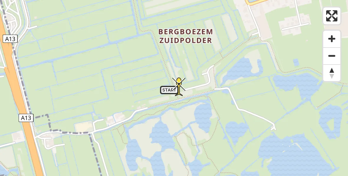 Routekaart van de vlucht: Lifeliner 1 naar Delfgauw, Ackersdijkseweg