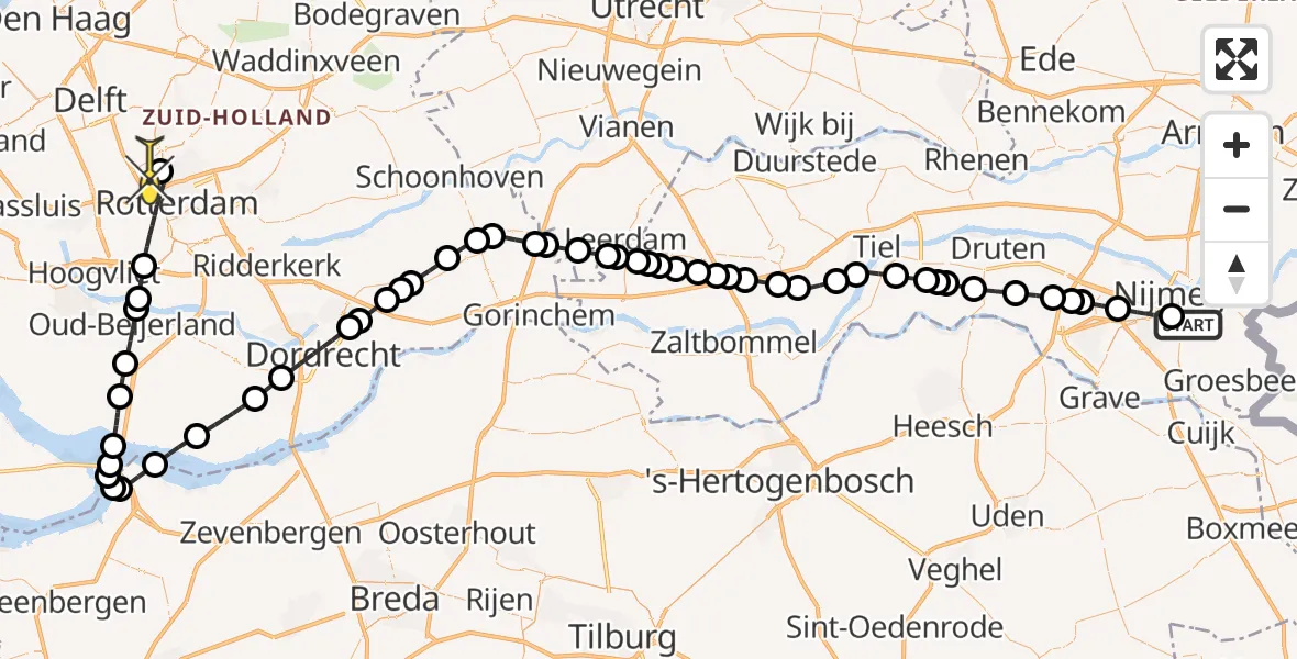 Routekaart van de vlucht: Lifeliner 2 naar Rotterdam The Hague Airport, Hazenkampseweg