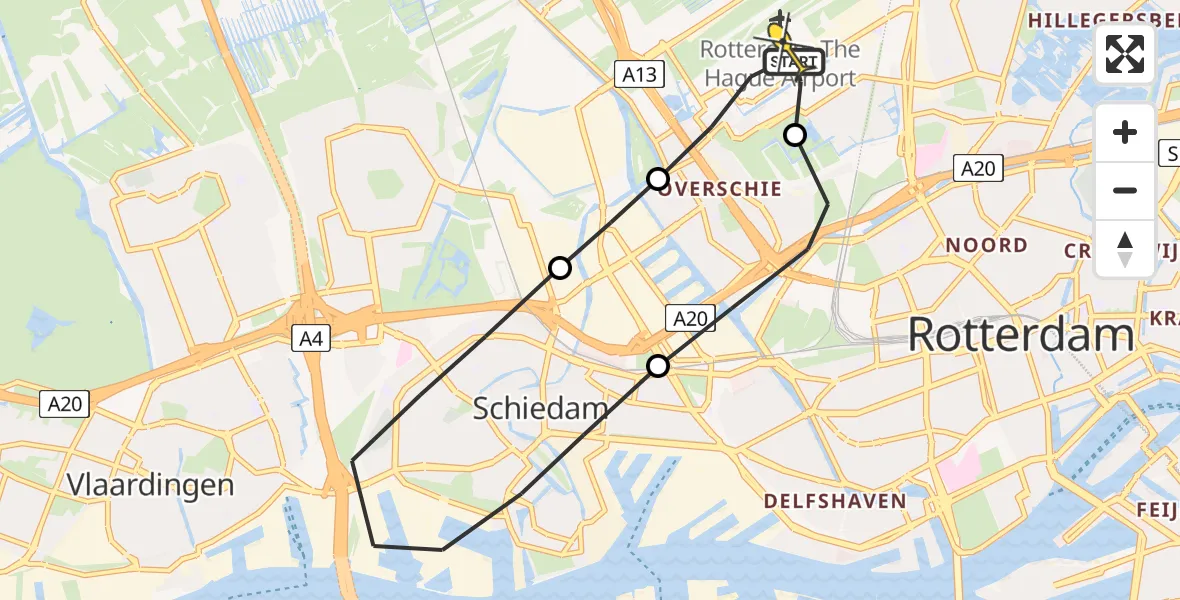 Routekaart van de vlucht: Lifeliner 2 naar Rotterdam The Hague Airport, Verlaatstraat