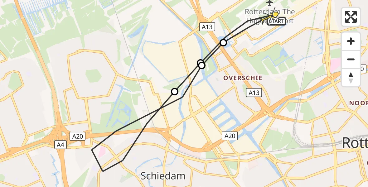 Routekaart van de vlucht: Lifeliner 2 naar Rotterdam The Hague Airport, Vliegveldweg