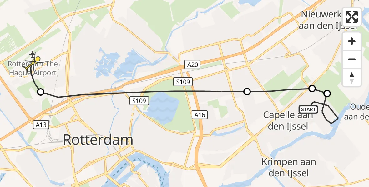 Routekaart van de vlucht: Lifeliner 2 naar Rotterdam The Hague Airport, Groenedijk
