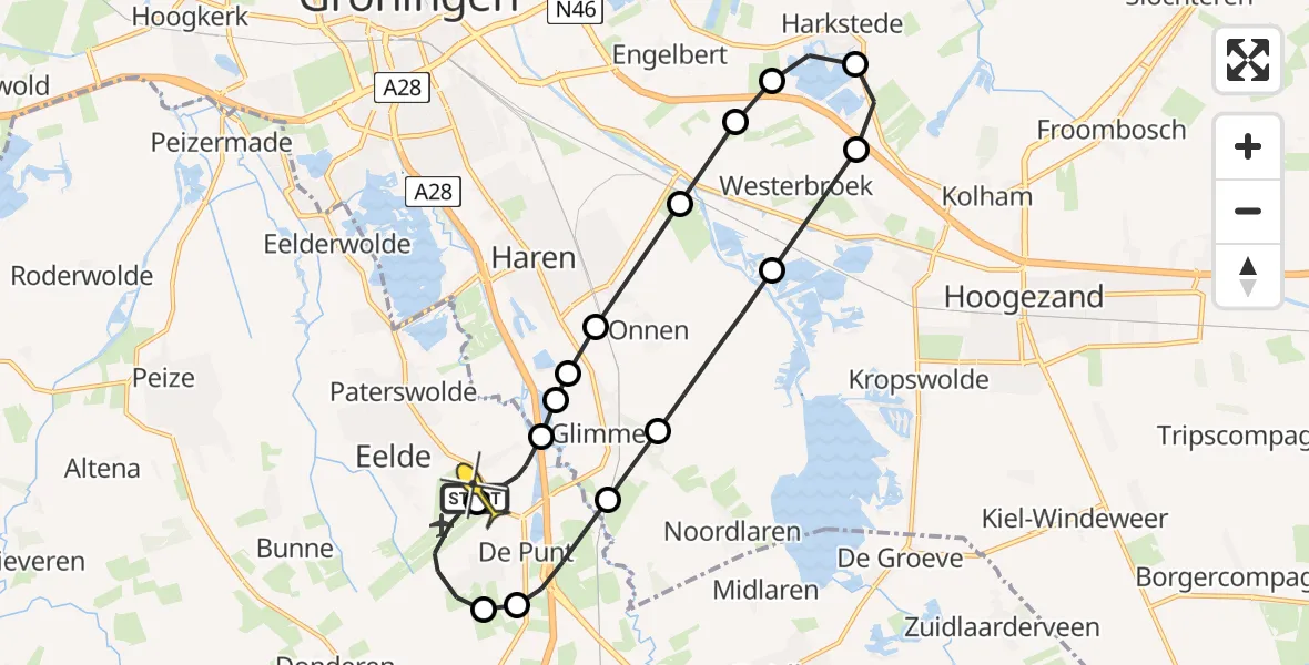 Routekaart van de vlucht: Lifeliner 4 naar Groningen Airport Eelde, Vissersweg