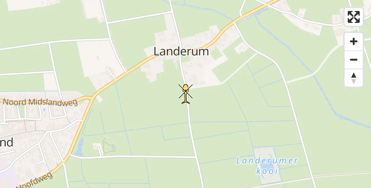 Routekaart van de vlucht: Ambulancehelikopter naar Landerum