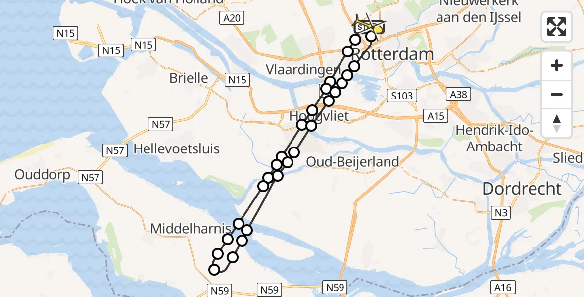 Routekaart van de vlucht: Lifeliner 2 naar Rotterdam The Hague Airport, Plassingel
