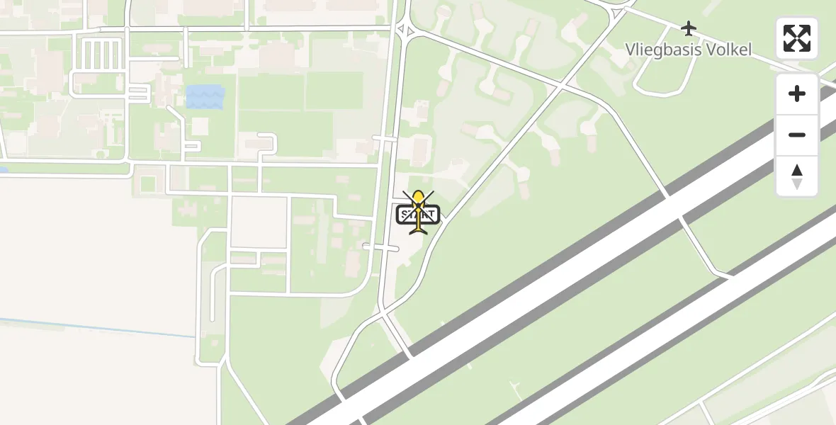 Vluchtroute Politiehelikopter van Vliegbasis Volkel naar Vliegbasis Volkel