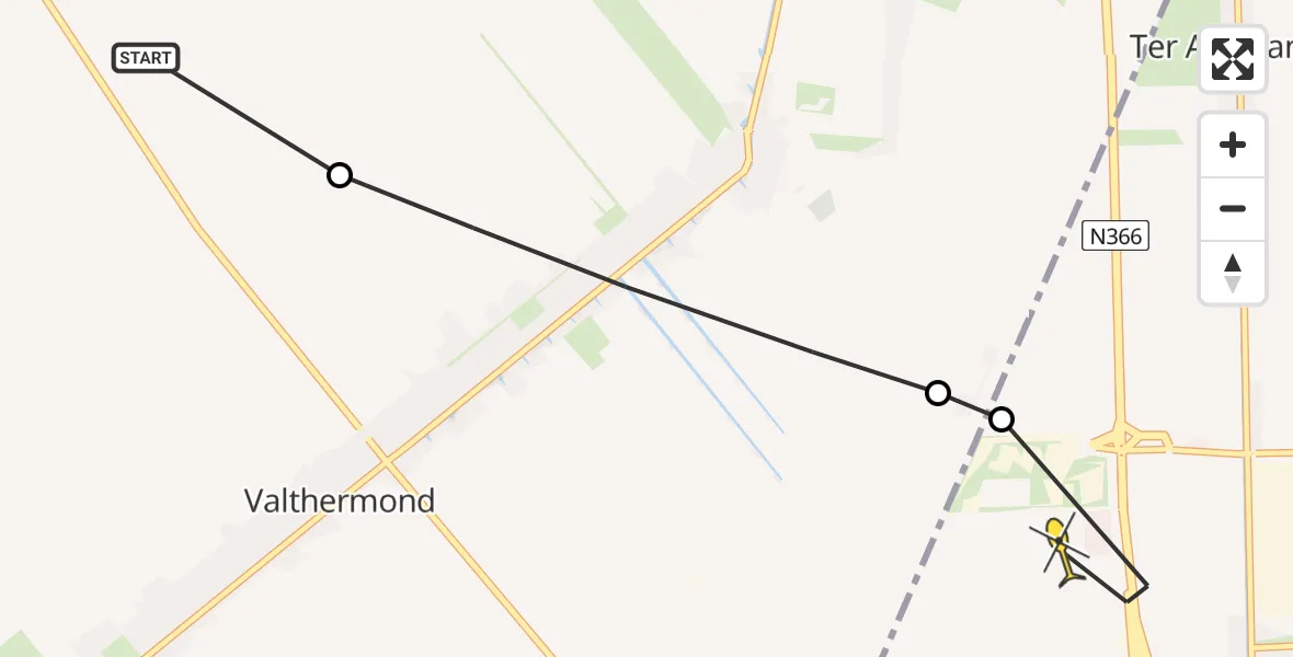 Routekaart van de vlucht: Lifeliner 4 naar Ter Apel, De Dreef