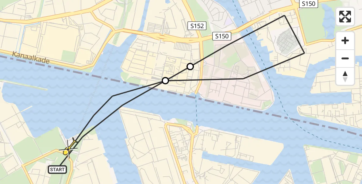 Routekaart van de vlucht: Lifeliner 1 naar Amsterdam Heliport, Pieter Ghijsenlaan