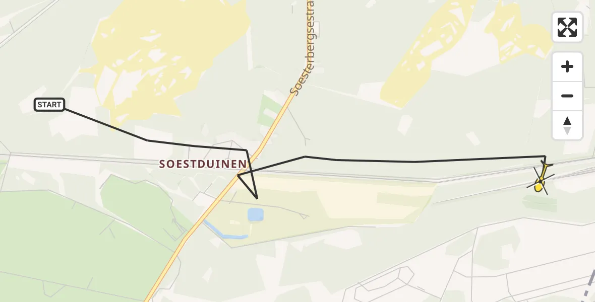 Routekaart van de vlucht: Politieheli naar Soest, Monnikenboschweg