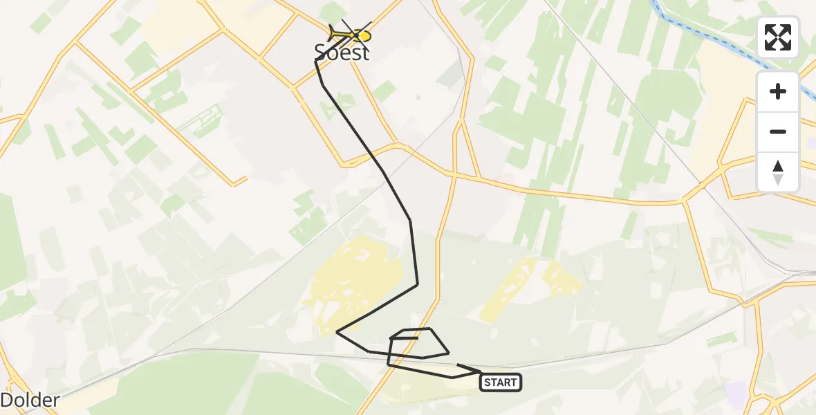 Routekaart van de vlucht: Politieheli naar Soest, Soesterduinen AG