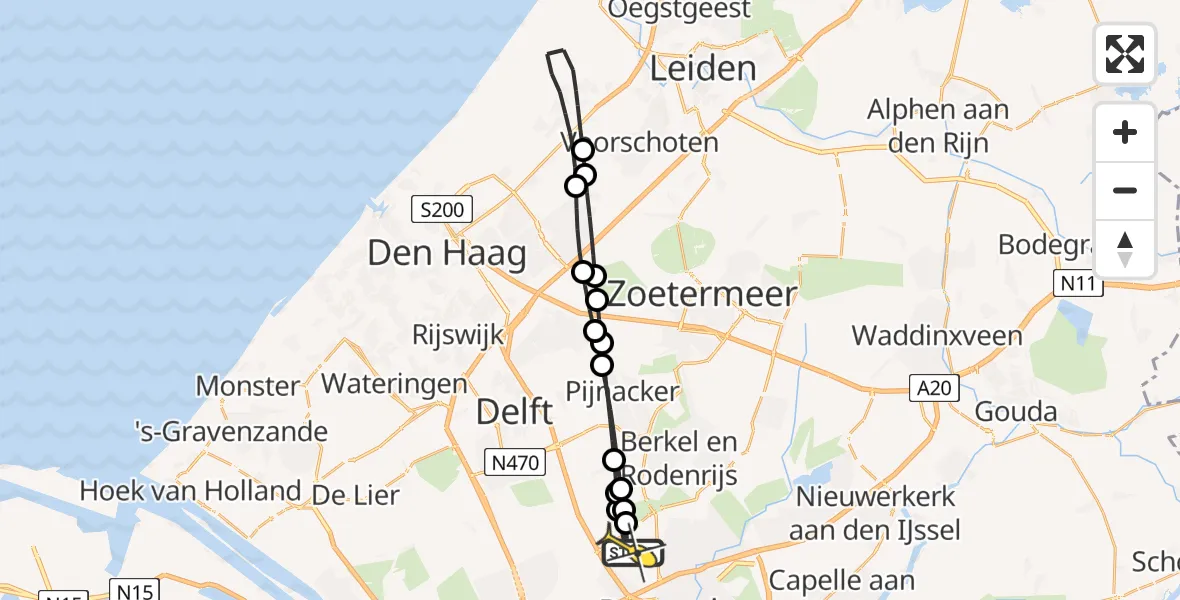 Routekaart van de vlucht: Lifeliner 2 naar Rotterdam The Hague Airport, A16 Rotterdam