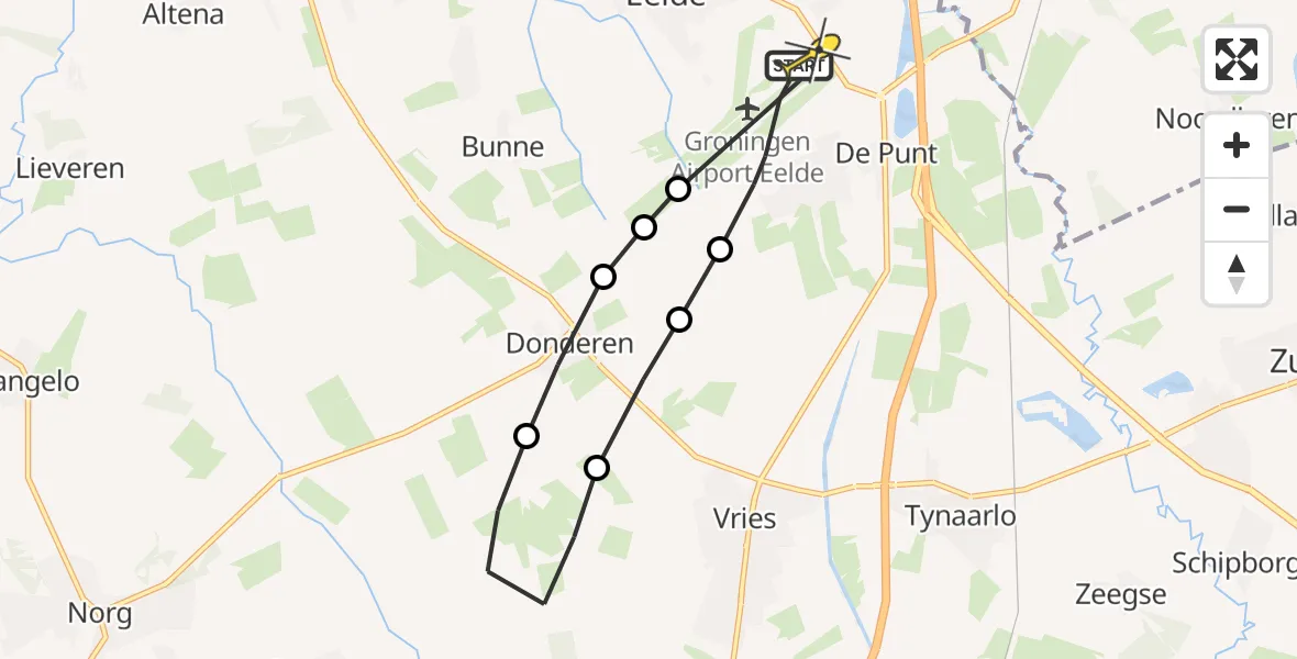 Routekaart van de vlucht: Lifeliner 4 naar Groningen Airport Eelde, Moespot