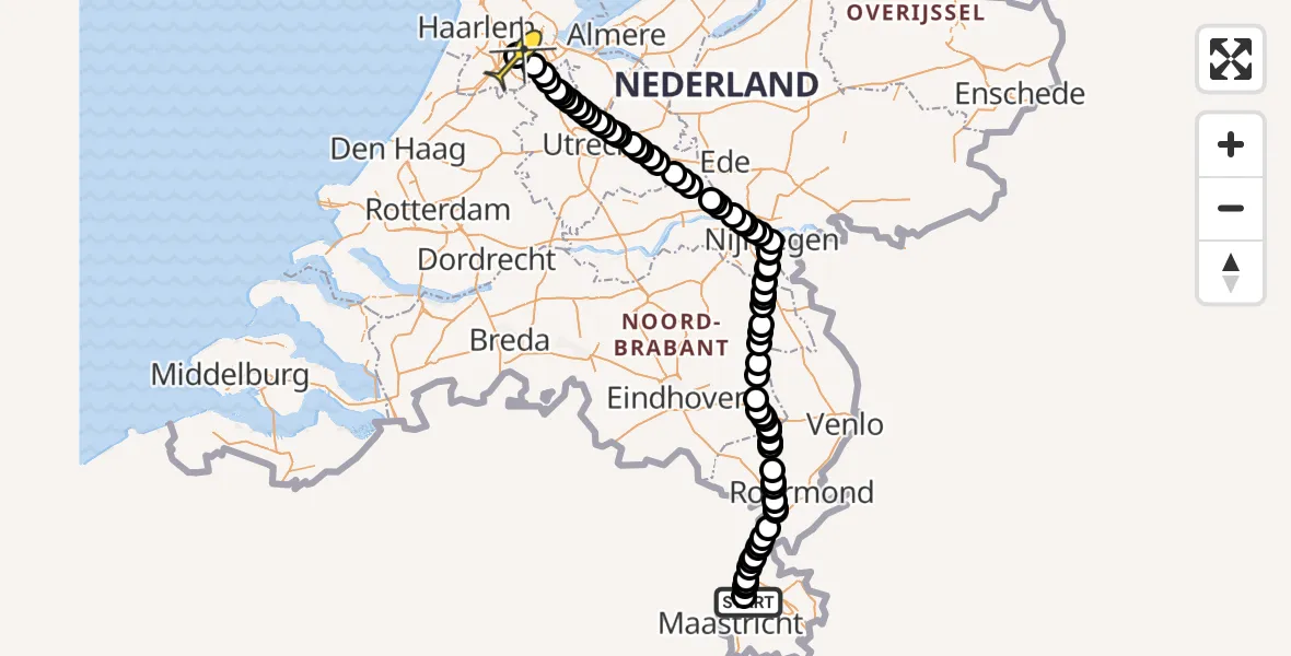 Routekaart van de vlucht: Politiehelikopter naar Schiphol, Thermiekstraat