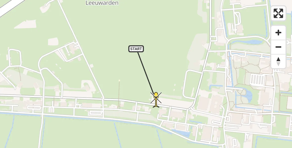Routekaart van de vlucht: Ambulancehelikopter naar Vliegbasis Leeuwarden, Keegsdijkje