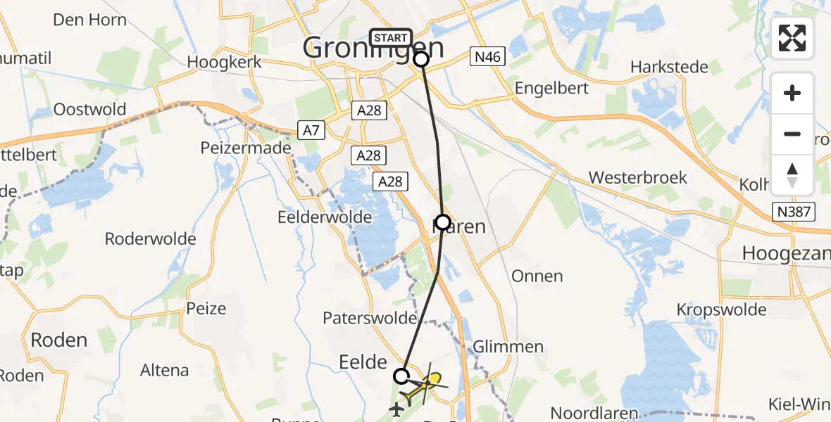 Routekaart van de vlucht: Lifeliner 4 naar Groningen Airport Eelde, Sontweg