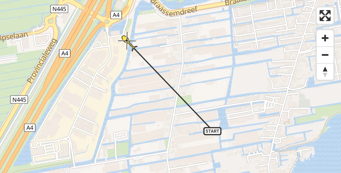Routekaart van de vlucht: Politiehelikopter naar Roelofarendsveen, Veenderveld